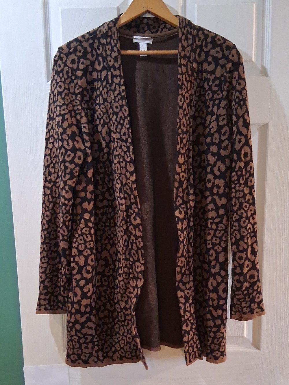 Charter Club Open-Front Leopard Cardigan - Brown & Black